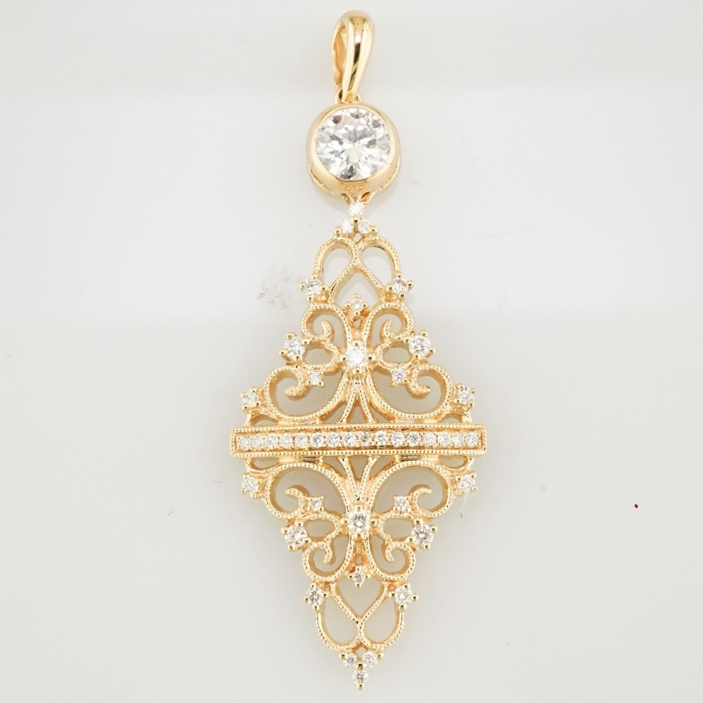 1ctw Solid 14k yellow gold natural diamond pendant